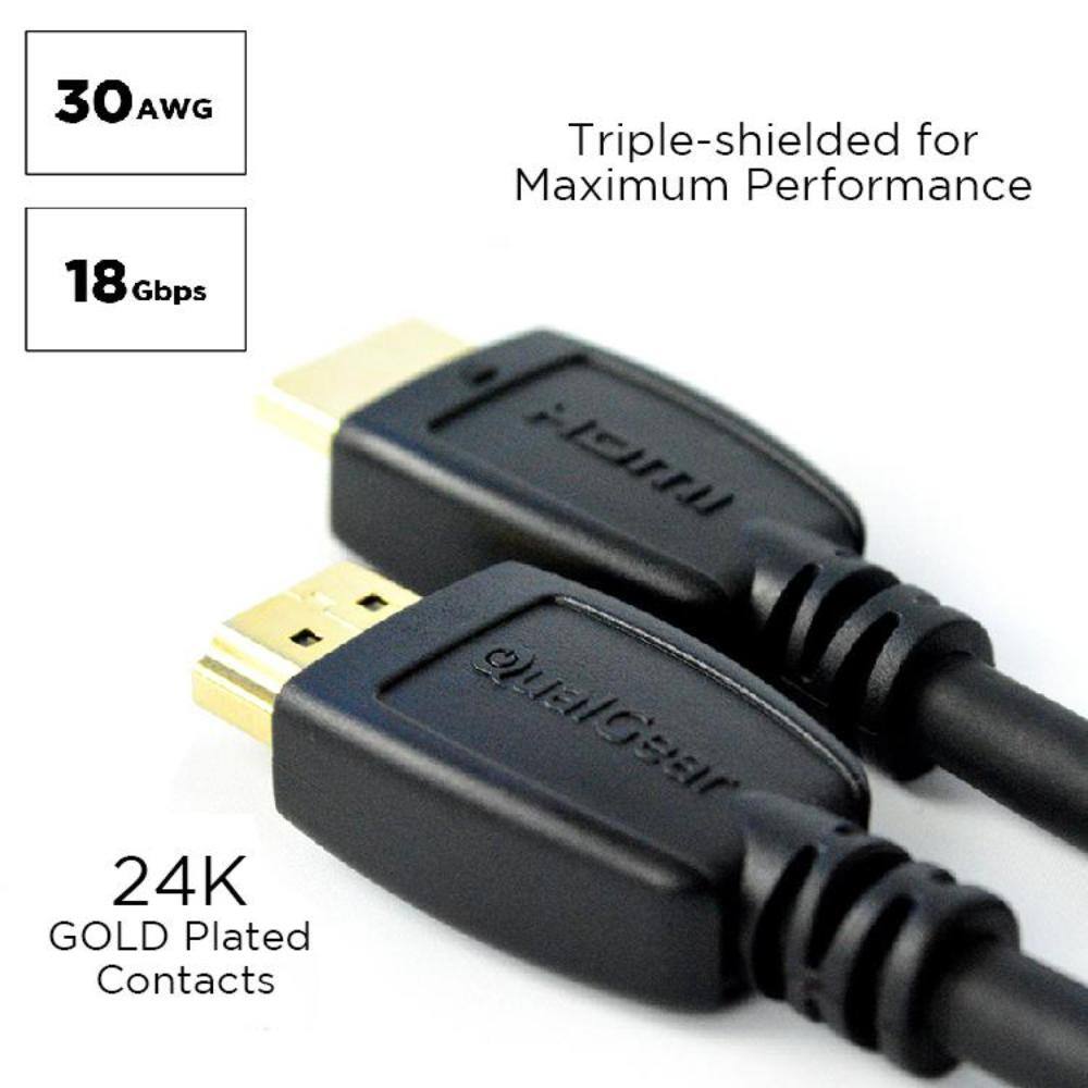 QualGear High Speed HDMI 2.0 Cable with Ethernet, 4K 18 Gbps, 100% OFC, QG-CBL-HD20