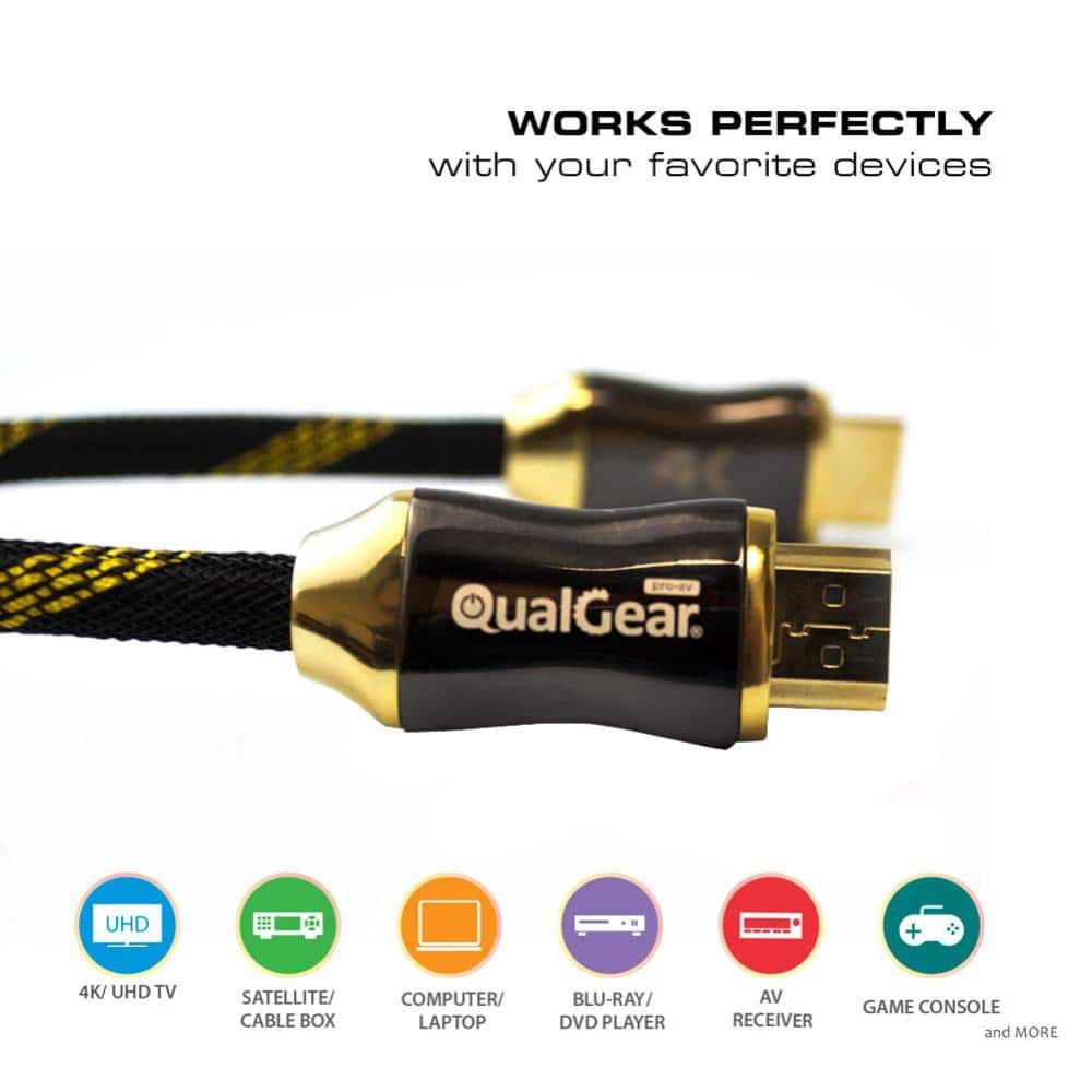 QualGear Premium Certified High Speed HDMI 2.0b Cable with Ethernet, 4K, Black
