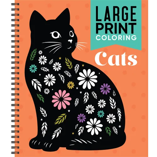 Large Print Coloring - Cats: With Pre-Colored Backgrounds Gift for Cat Lovers & Stress Relief