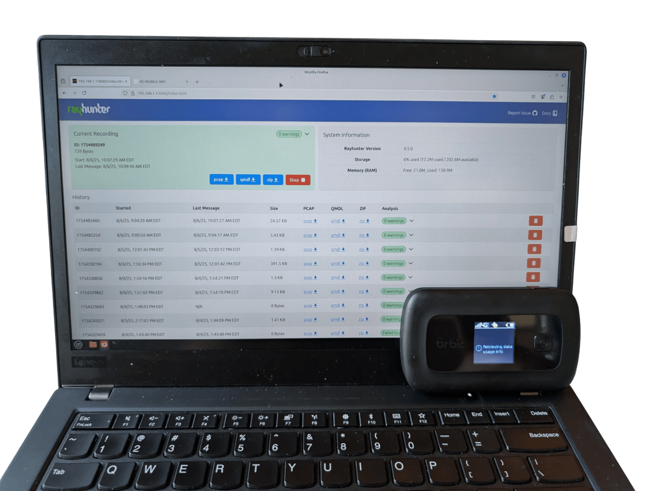 NEW – RayHunter IMSI Catcher & Stingray Detector | Orbic RC400L Mobile Hotspot • Factory Sealed • Professionally Installed at Shipment • Premium Edition
