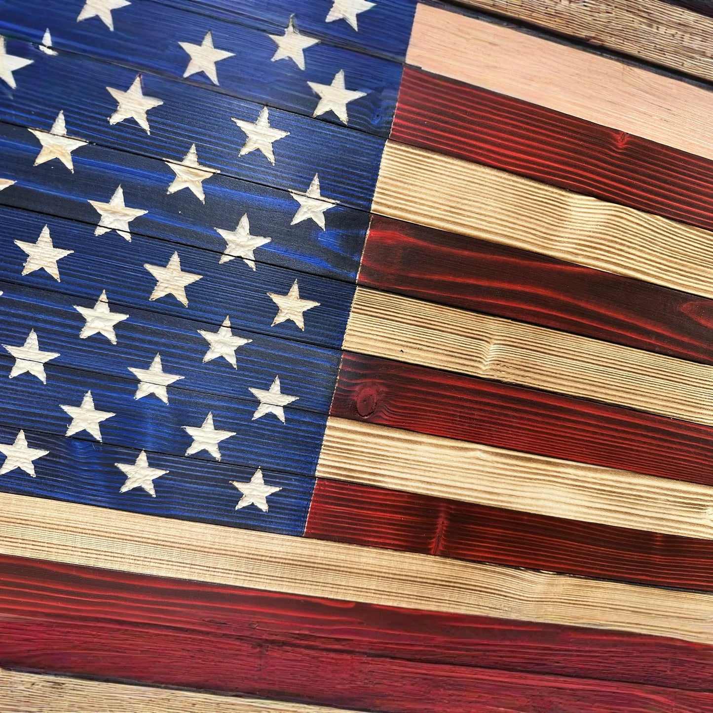 Large American Flag Hidden Gun Storage Cabinet (Red and Blue)