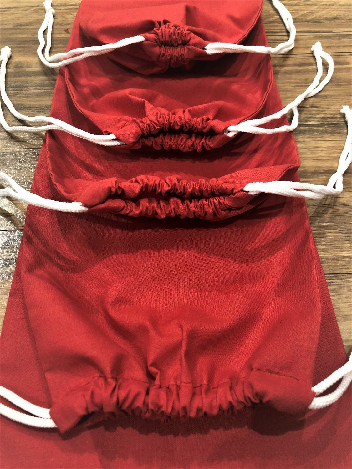 2x3 Inches Reusable Eco-Friendly Cotton Double Drawstring Bags Red Color