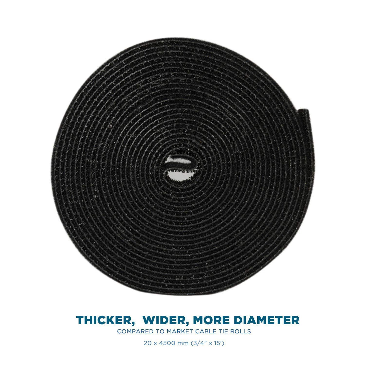 QualGear Reusable Cable Tie Roll, 3/4 in x 15 ft, Black, 2 Pack, VR1-B-1-P 2PK