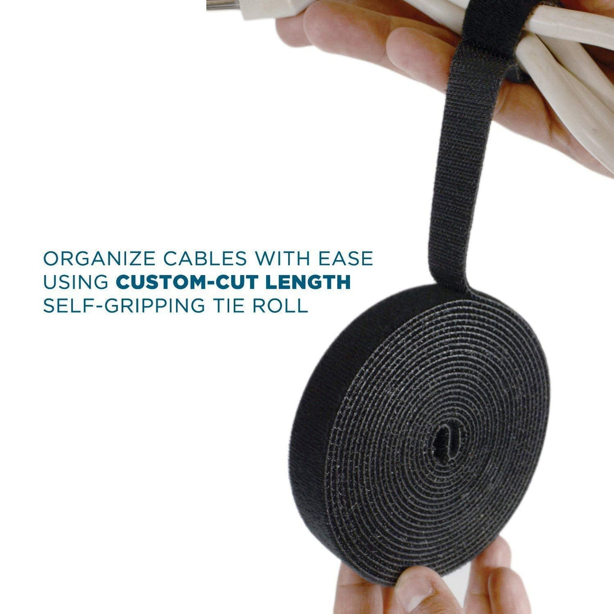 QualGear Reusable Cable Tie Roll, 3/4 in x 15 ft, Black, 2 Pack, VR1-B-1-P 2PK