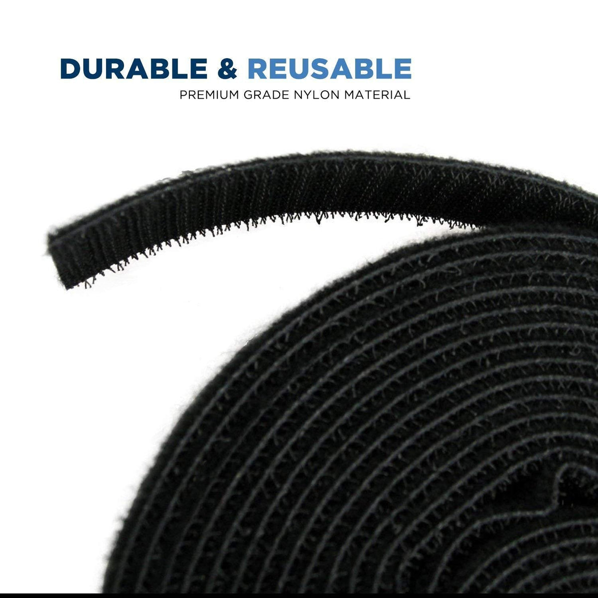 QualGear Reusable Cable Tie Roll, 3/4 in x 15 ft, Black, 2 Pack, VR1-B-1-P 2PK
