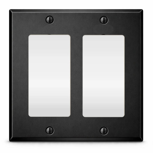 2 Gang GFI, Standard size, Black painted metal wallplate