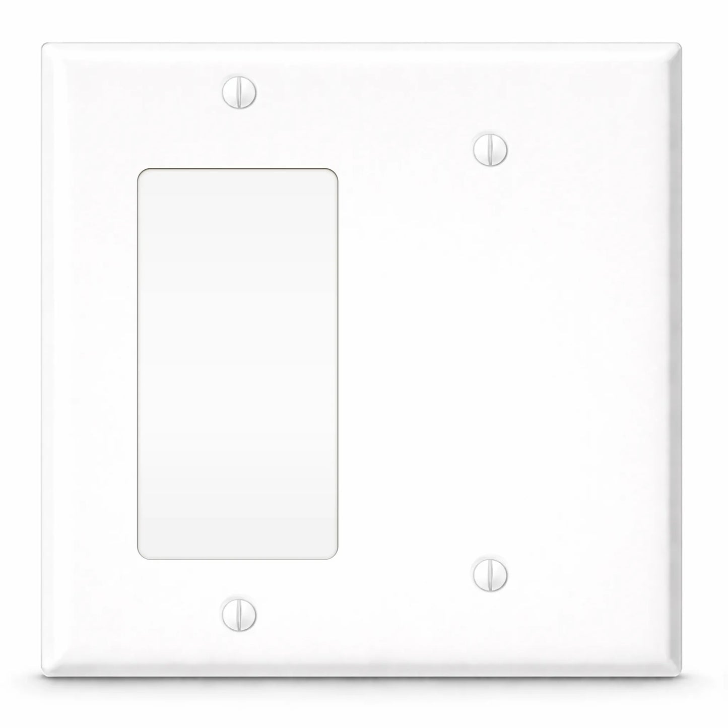 2-Gang White Metal Rocker + Blank Wall Plate – Made in USA
