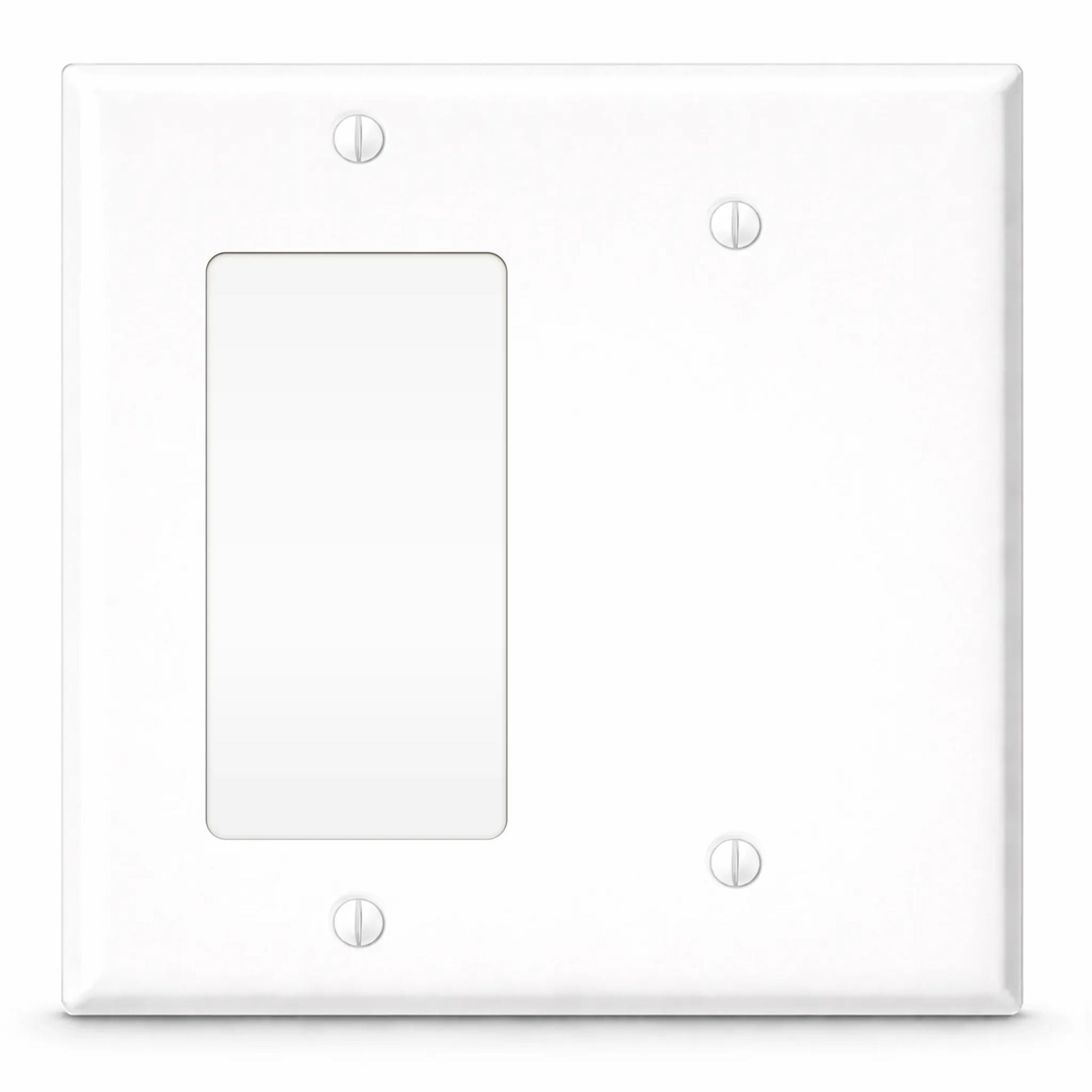 2-Gang White Metal Rocker + Blank Wall Plate – Made in USA