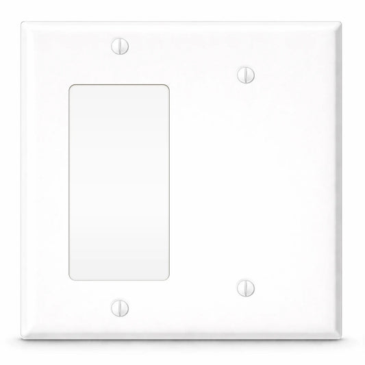 2-Gang White Metal Rocker + Blank Wall Plate – Made in USA