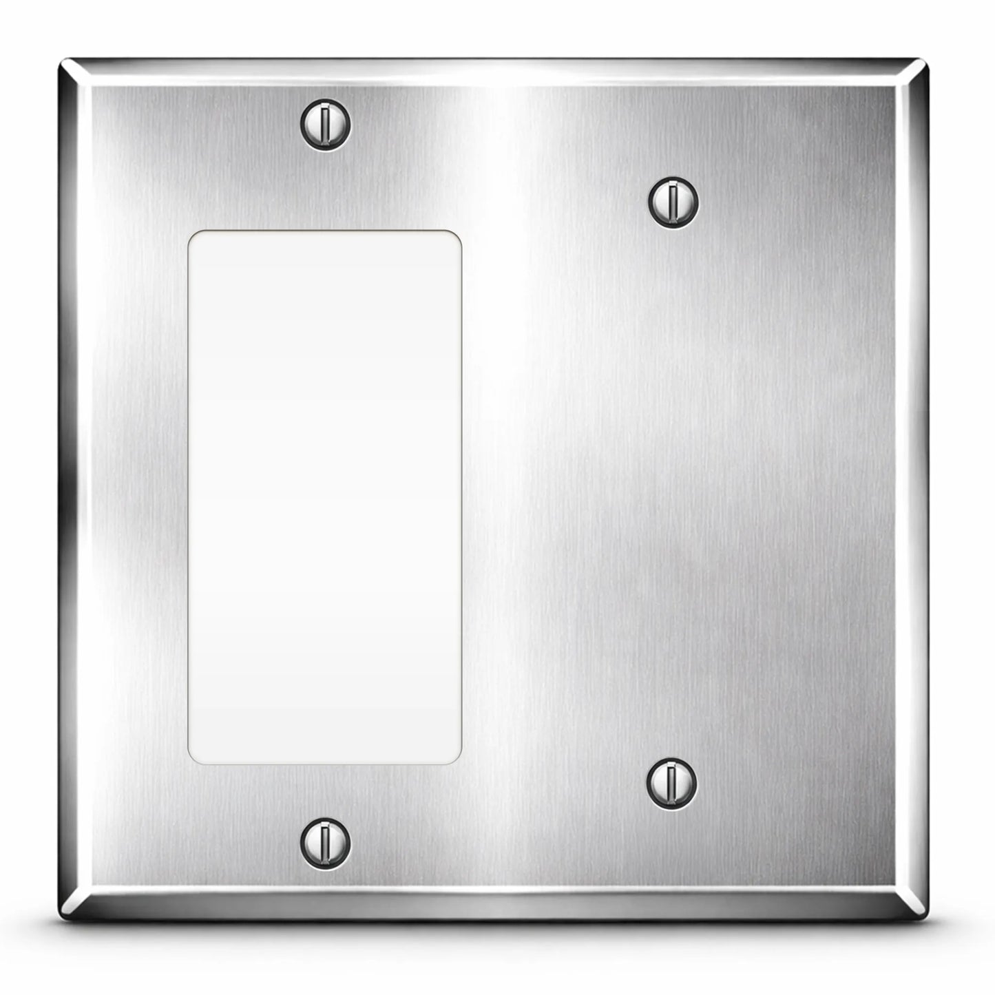 2 Gang Stainless Steel Combination Rocker Switch and Blank Wall plate