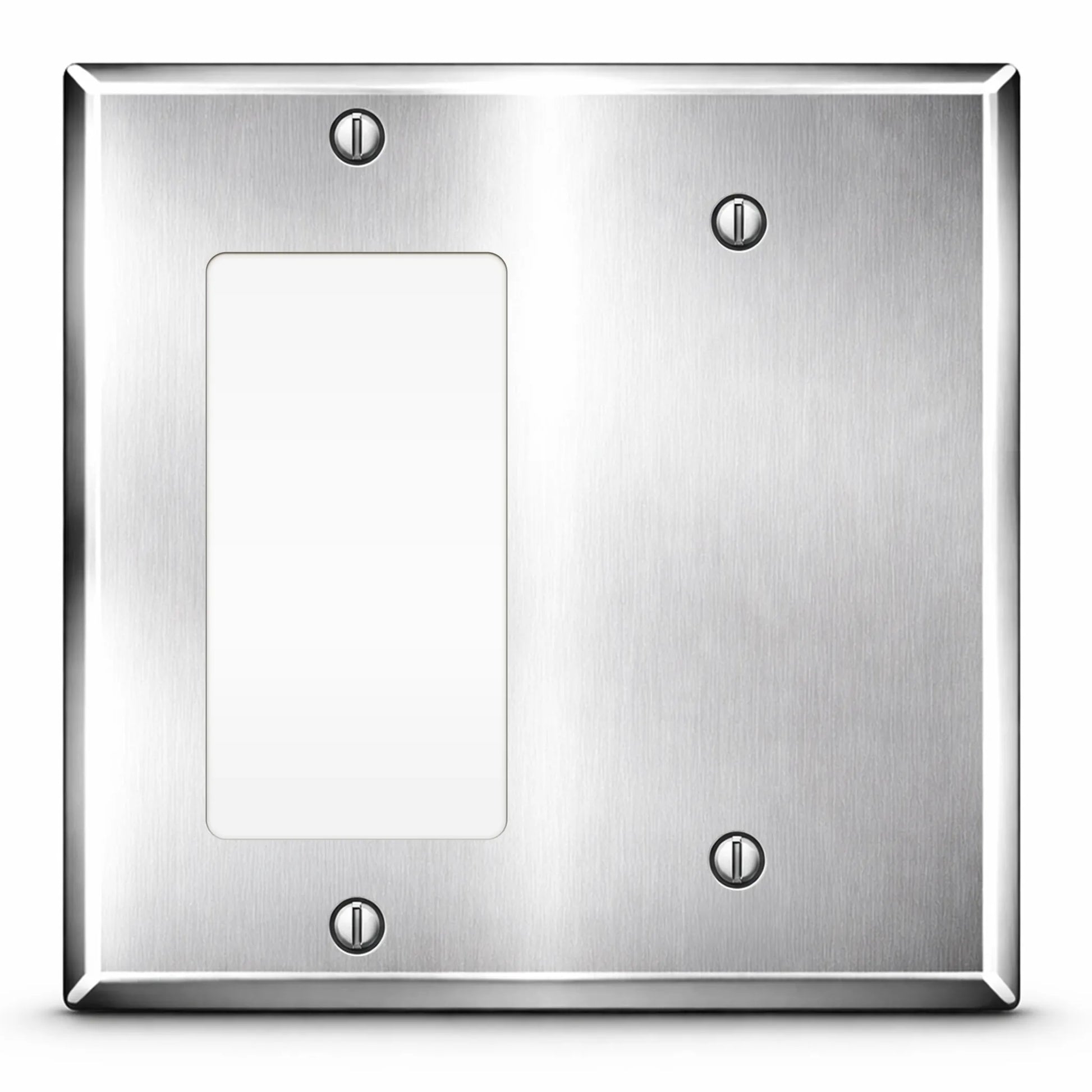 2 Gang Stainless Steel Combination Rocker Switch and Blank Wall plate
