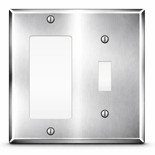 2 Gang Stainless Steel Toggle and Rocker Switch Wall plate