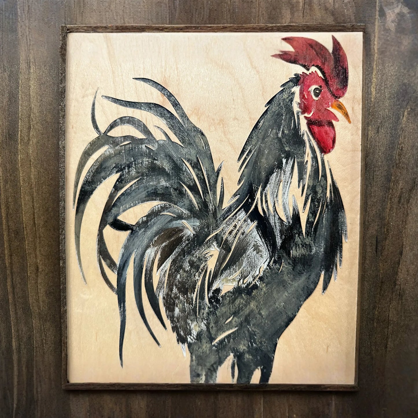 Hidden Gun Cabinet Farmhouse Rooster Art Wall Decoration - Secure Gun Safe by Bellewood Designs