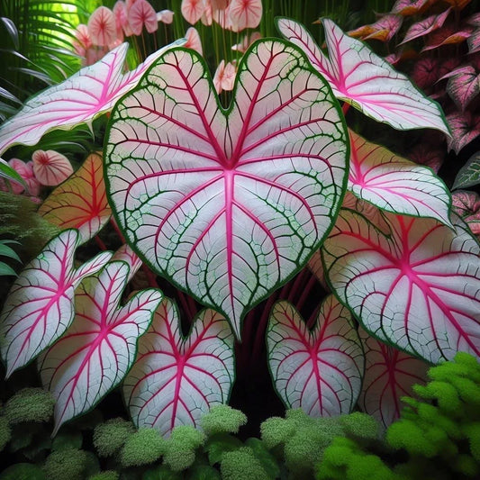Fiesta Caladium Bulbs - 2 Perennial Bulbs for Planting - Colorful Foliage, Ideal for Gardens, Caladium bicolor