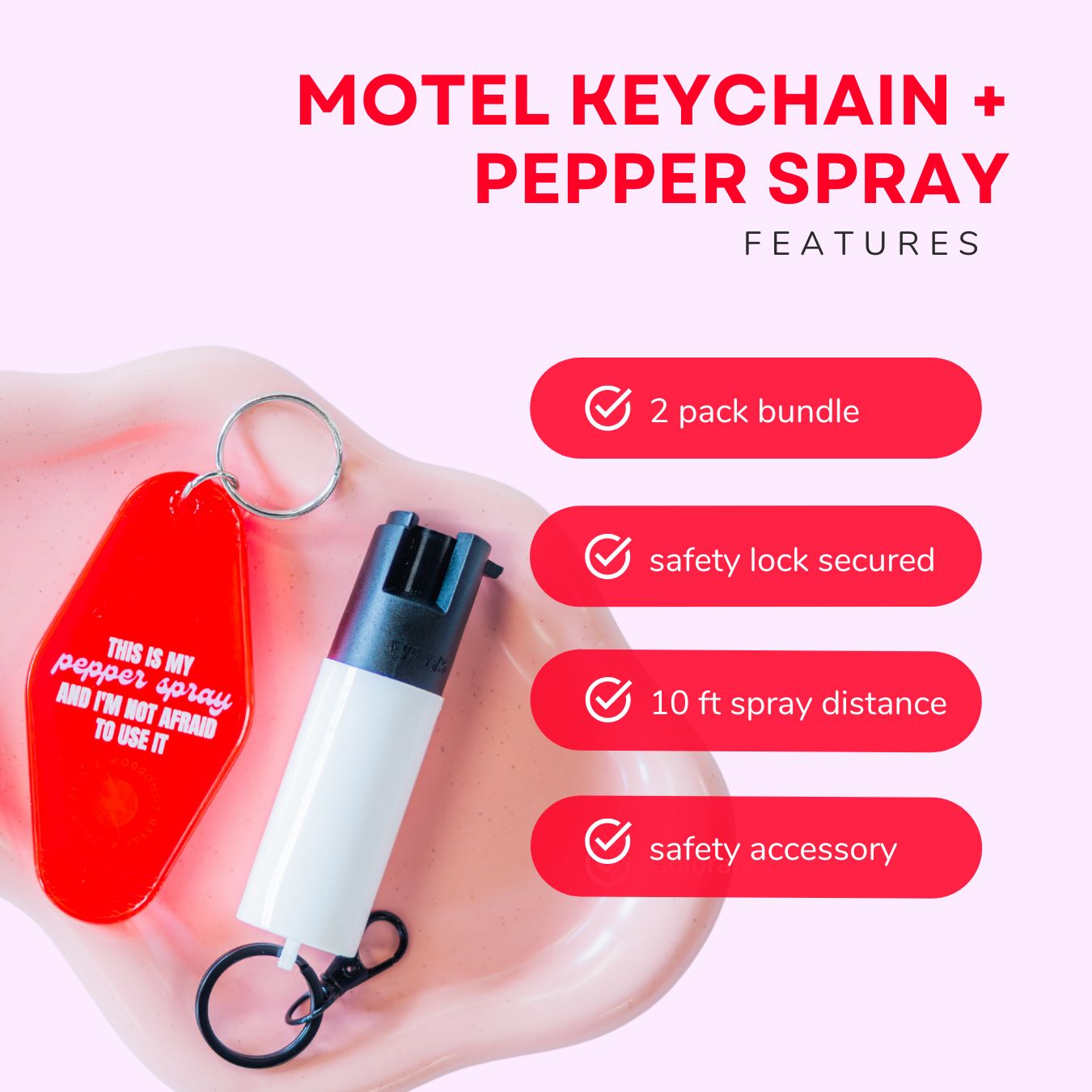 Motel Keychain + Pepper Spray Bundle - Safely Self Defense - Little Red General Store