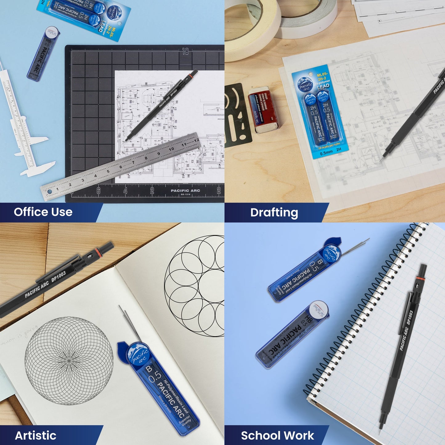 Pacific Arc Mechanical Pencil Refill lead,-  0.5mm - 96 leads - For Art, Sketching, Technical Drawing