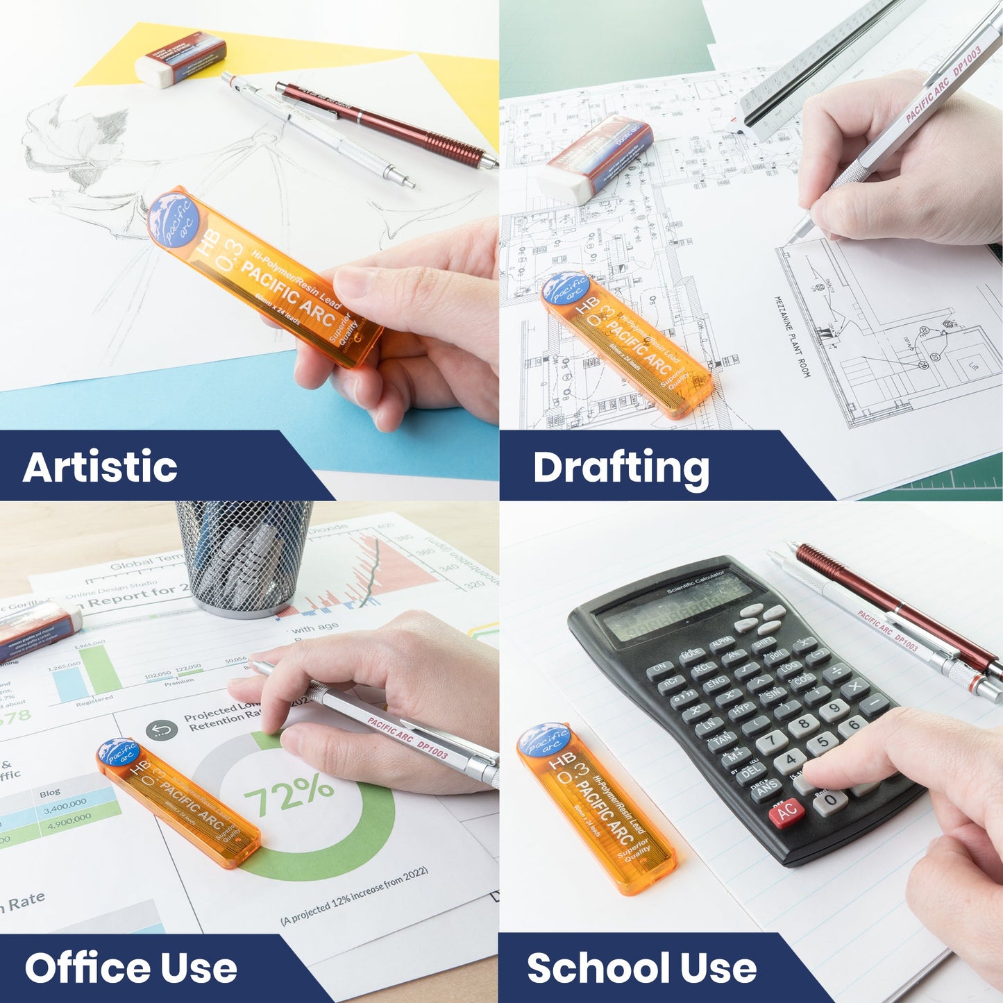 Pacific Arc Mechanical Pencil Refill lead,-  0.3mm - 96 leads - For Art, Sketching, Technical Drawing