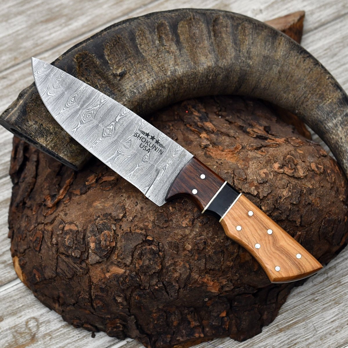 Sculptor Camp Knife with Exotic Olive Wood Handle
