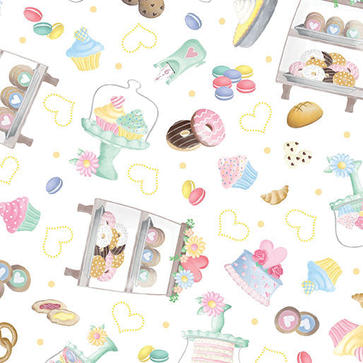 44 x 36 Pastry Treats White Benartex 100% Cotton Easter - Seasonal Fabrics - Little Red General Store