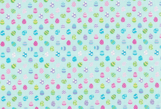 44 x 36 Easter Mini Tiny Patterned Eggs Light Green Fabric Traditions 100% Cotton - Seasonal Fabrics - Little Red General Store