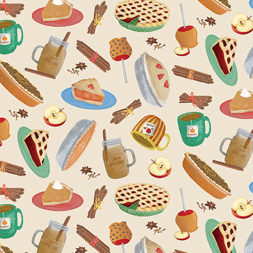 Benartex Falling For Gnomes Treats On Cream Thanksgiving 100% Cotton Fabric - Seasonal Fabrics - Little Red General Store
