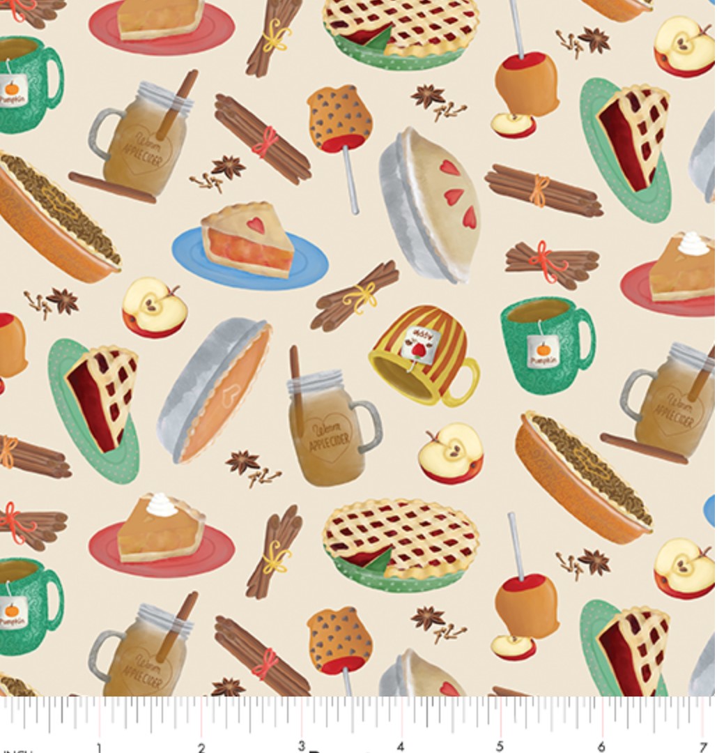 Benartex Falling For Gnomes Treats On Cream Thanksgiving 100% Cotton Fabric - Seasonal Fabrics - Little Red General Store