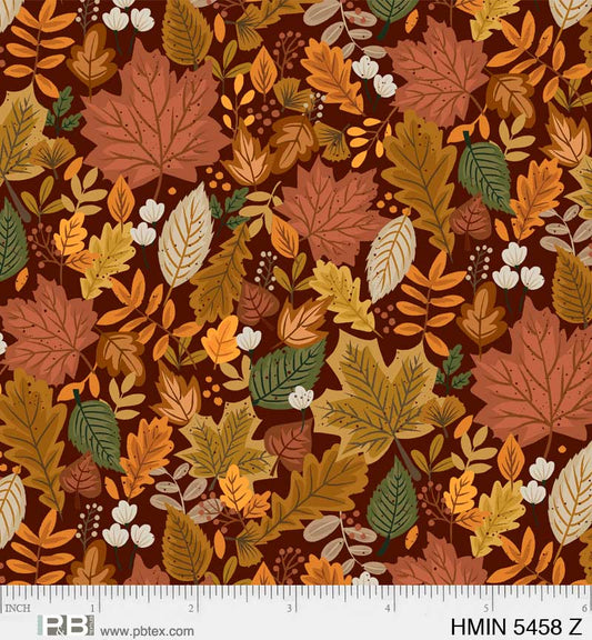 P&B Textiles Harvest Minis Packed Leaves Brown Thanksgiving - Seasonal Fabrics - Little Red General Store
