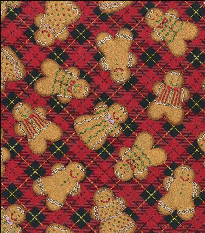 Timeless Treasures Gingerbread on Red Plaid 100% Cotton Fabric - Seasonal Fabrics - Little Red General Store