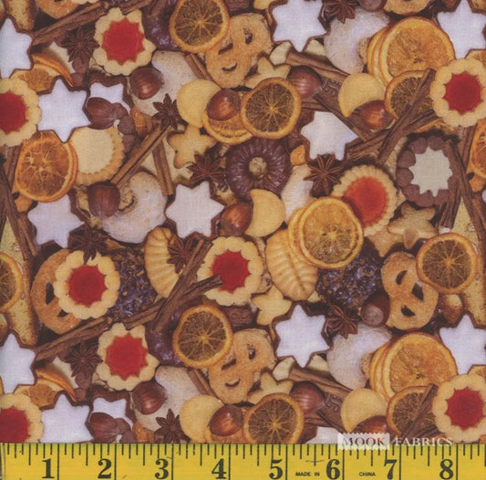 44 x 36 Christmas Cookies Nuts and Fruits 100% Cotton Fabric - Seasonal Fabrics - Little Red General Store