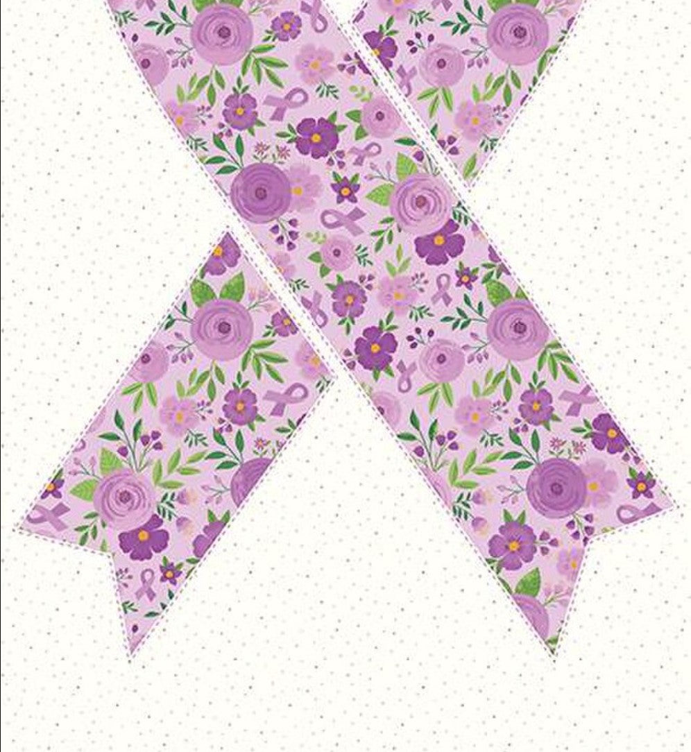 24 Inch Strength In Lavender Ribbon Panel Breast Cancer Awareness Riley Blake 100% Cotton - Seasonal Fabrics - Little Red General Store
