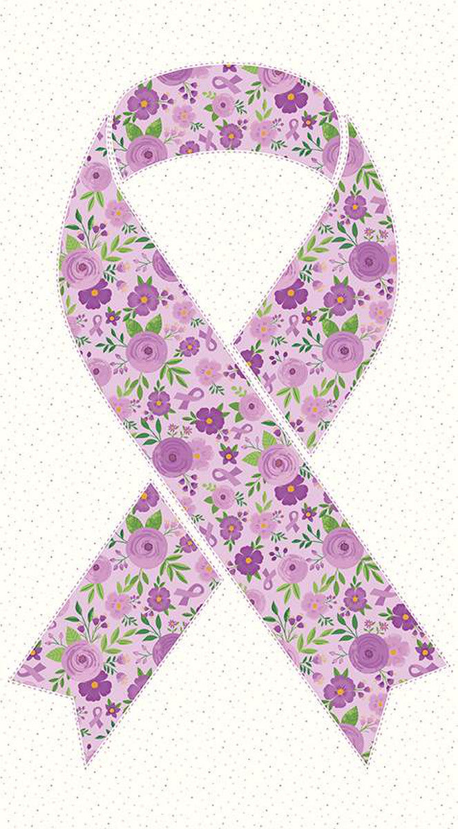 24 Inch Strength In Lavender Ribbon Panel Breast Cancer Awareness Riley Blake 100% Cotton - Seasonal Fabrics - Little Red General Store