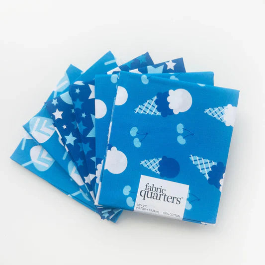 Paintbrush Studio 6 Fat Quarters - 3 Prints x 2 of Each Aqua Ice Cream 100% Cotton Fabri - Quilt - Seasonal Fabrics - Little Red General Store
