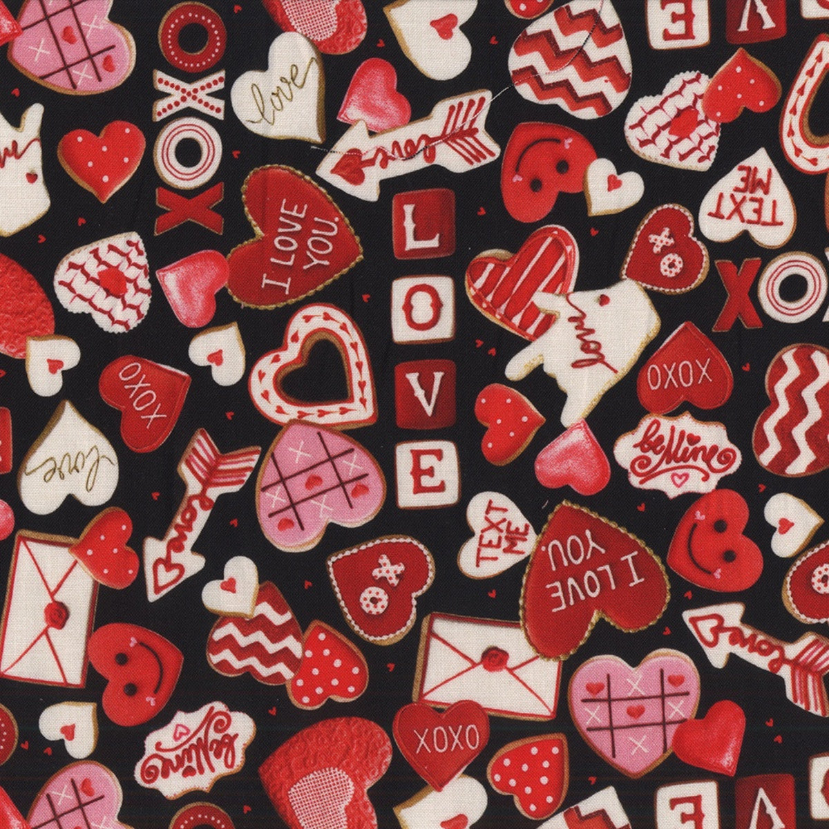 Hi Fashion Fabrics Valentine Hearts Cookies Swirls - Seasonal Fabrics - Little Red General Store