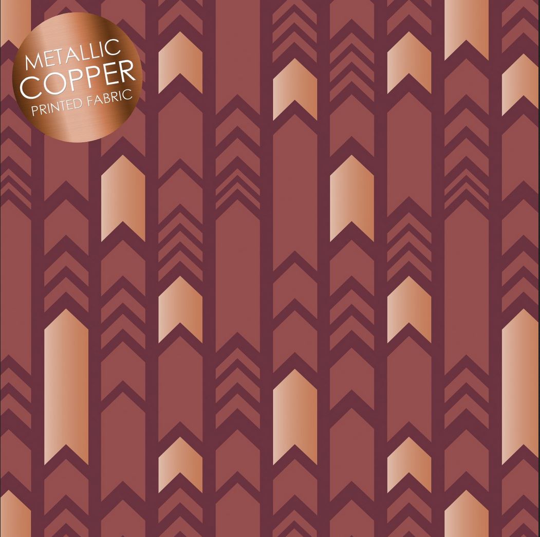 45 x 36 Arrowheads Rust Metallic Print 100% Cotton Fabric All Over Print - Seasonal Fabrics - Little Red General Store