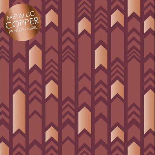 45 x 36 Arrowheads Rust Metallic Print 100% Cotton Fabric All Over Print - Seasonal Fabrics - Little Red General Store