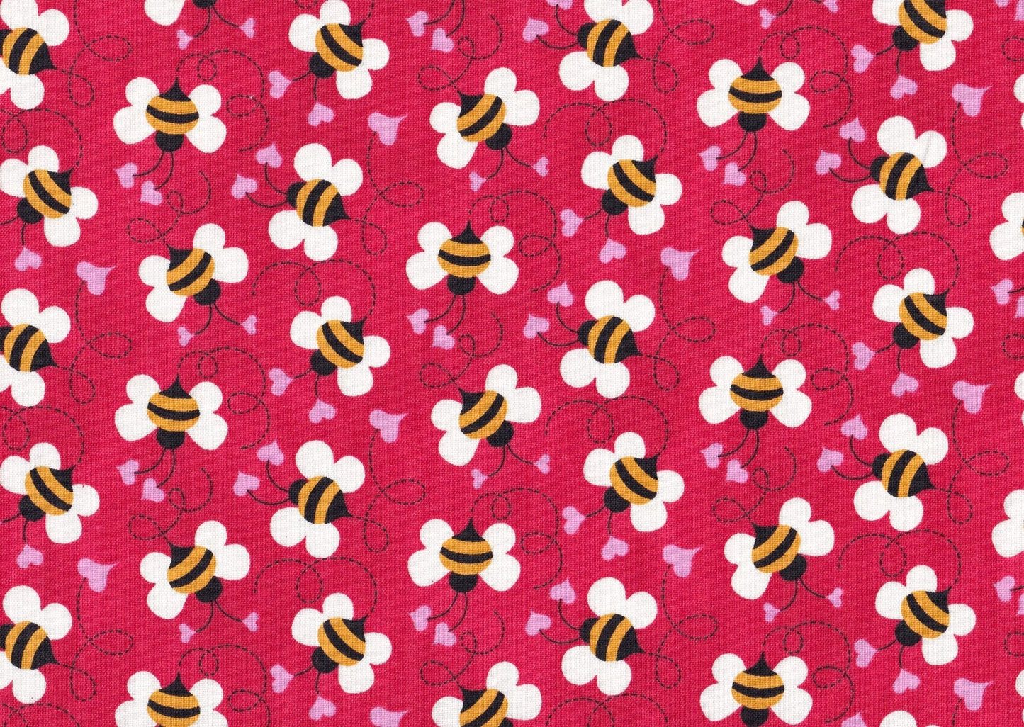 44 x 36 Valentine Bees Buzzing in Love Red Fabric Traditions 100% Cotton - Seasonal Fabrics - Little Red General Store