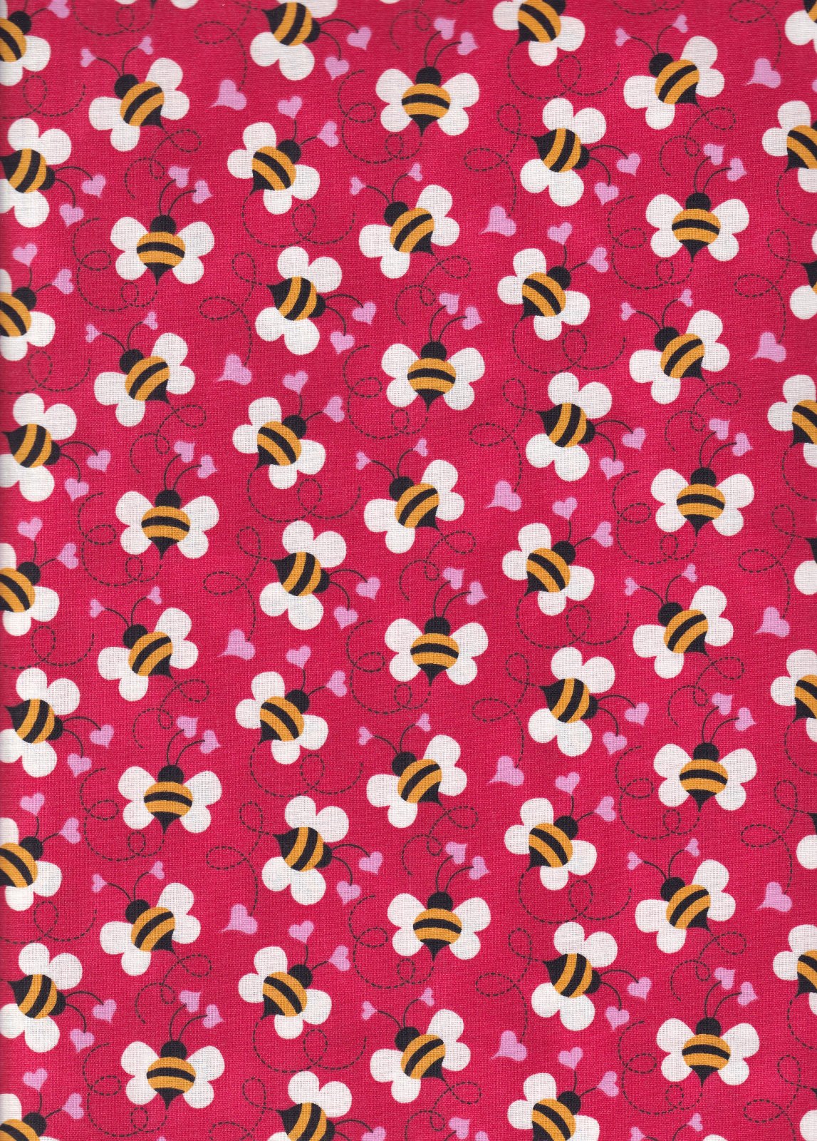 44 x 36 Valentine Bees Buzzing in Love Red Fabric Traditions 100% Cotton - Seasonal Fabrics - Little Red General Store