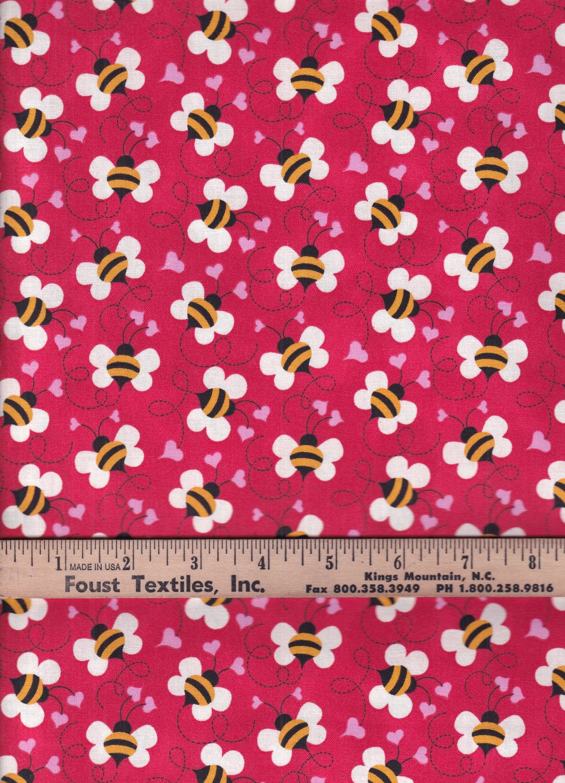 44 x 36 Valentine Bees Buzzing in Love Red Fabric Traditions 100% Cotton - Seasonal Fabrics - Little Red General Store