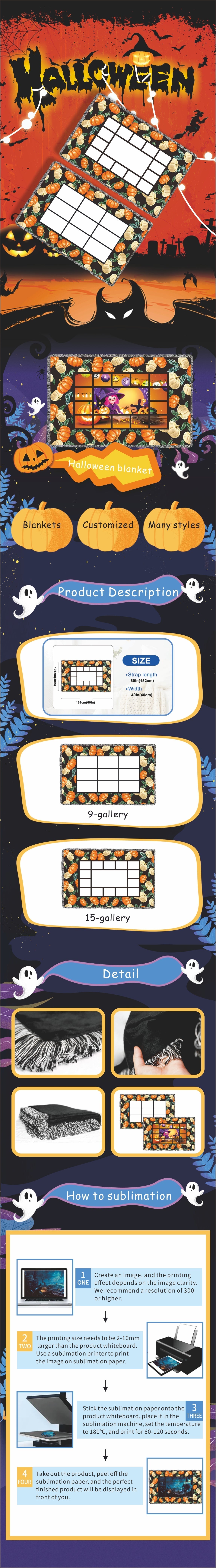 Sublimation Blanks Blanket Christmas Thanksgiving Halloween Designs - Seasonal Fabrics - Little Red General Store