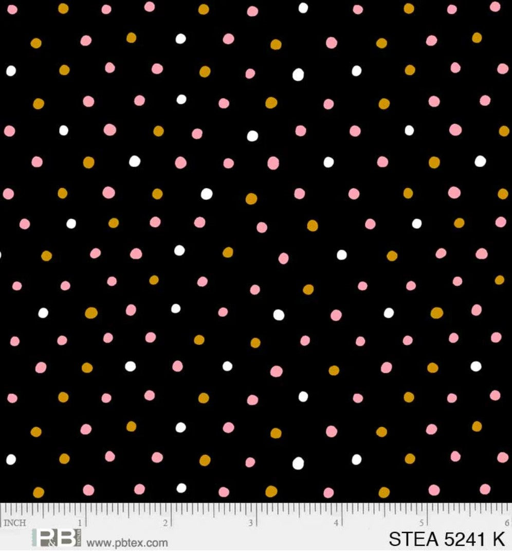 44 x 36 Multi Colored Dots on Black 100% Cotton Fabric - Seasonal Fabrics - Little Red General Store