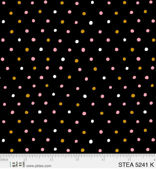 44 x 36 Multi Colored Dots on Black 100% Cotton Fabric - Seasonal Fabrics - Little Red General Store