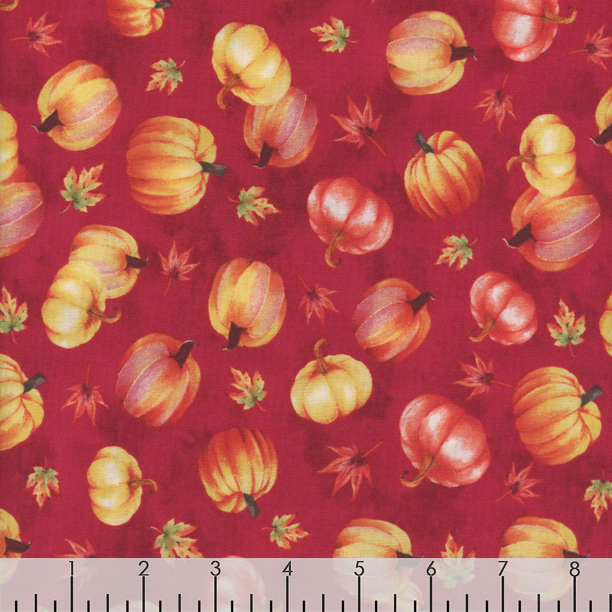 44 x 36 Wilmington Prints Tossed Pumpkins on Plum Thanksgiving 100% Cotton Fabric - Seasonal Fabrics - Little Red General Store