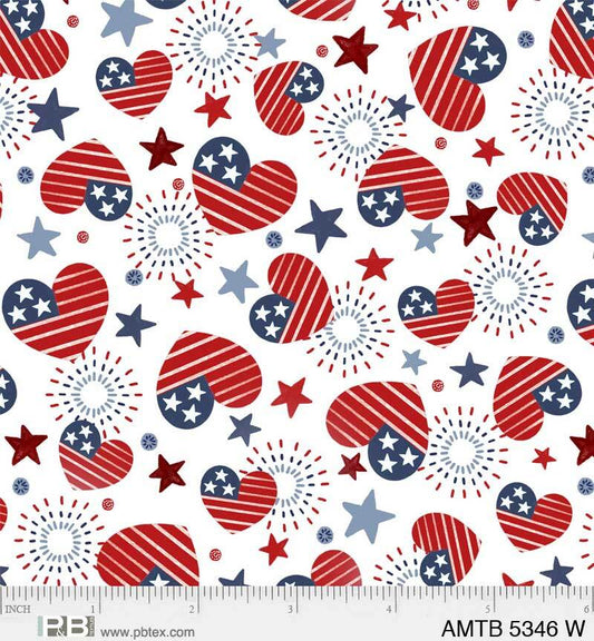 P&B Textiles America the Beautiful Patriotic Americana Fourth of July 4th By the Yard - Seasonal Fabrics - Little Red General Store