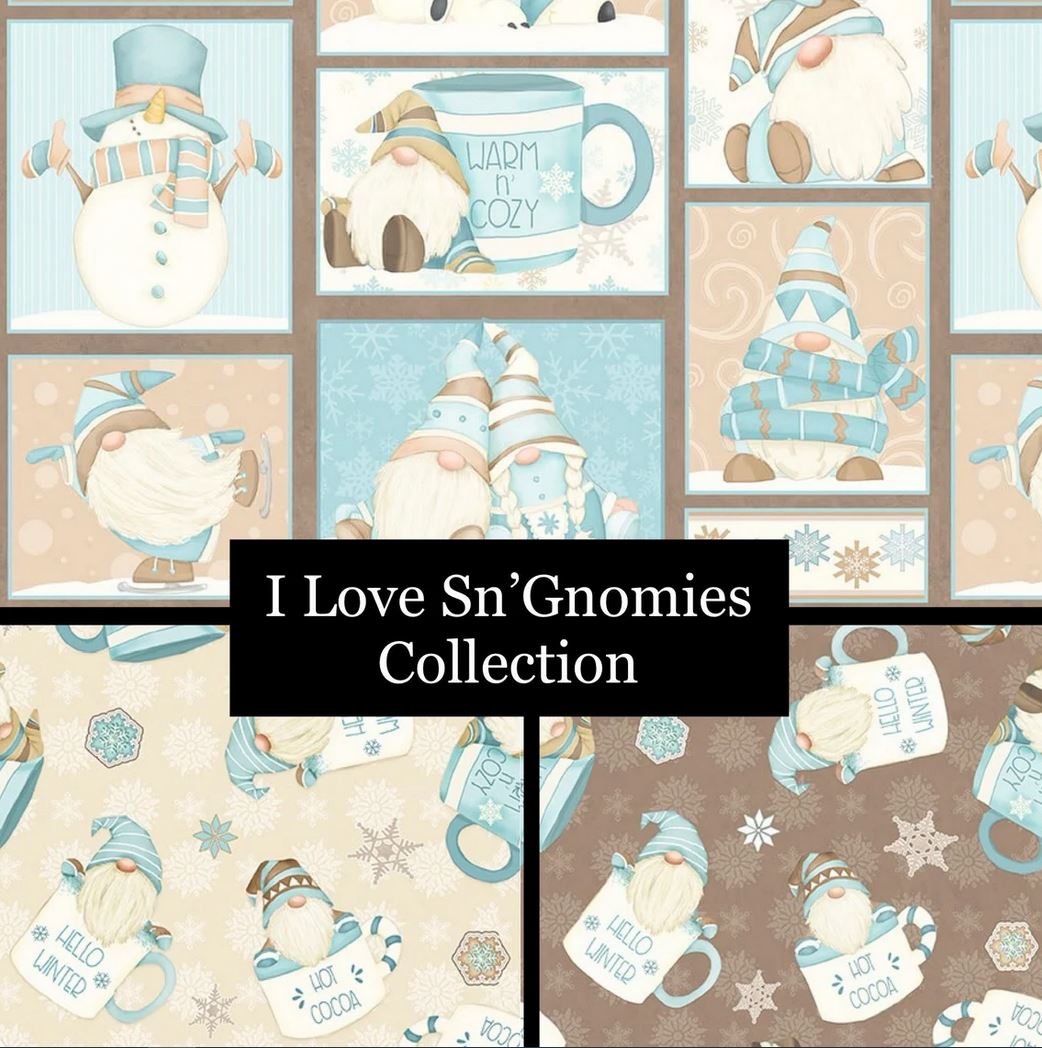 44 x 24 Flannel Gnome Panel I Love Sn’Gnomies Henry Glass Christmas 100% Cotton - Seasonal Fabrics - Little Red General Store