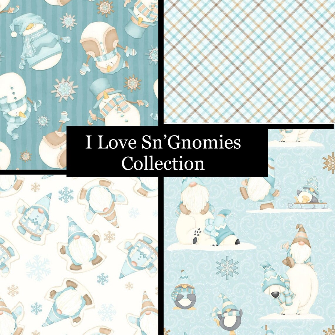 44 x 24 Flannel Gnome Panel I Love Sn’Gnomies Henry Glass Christmas 100% Cotton - Seasonal Fabrics - Little Red General Store