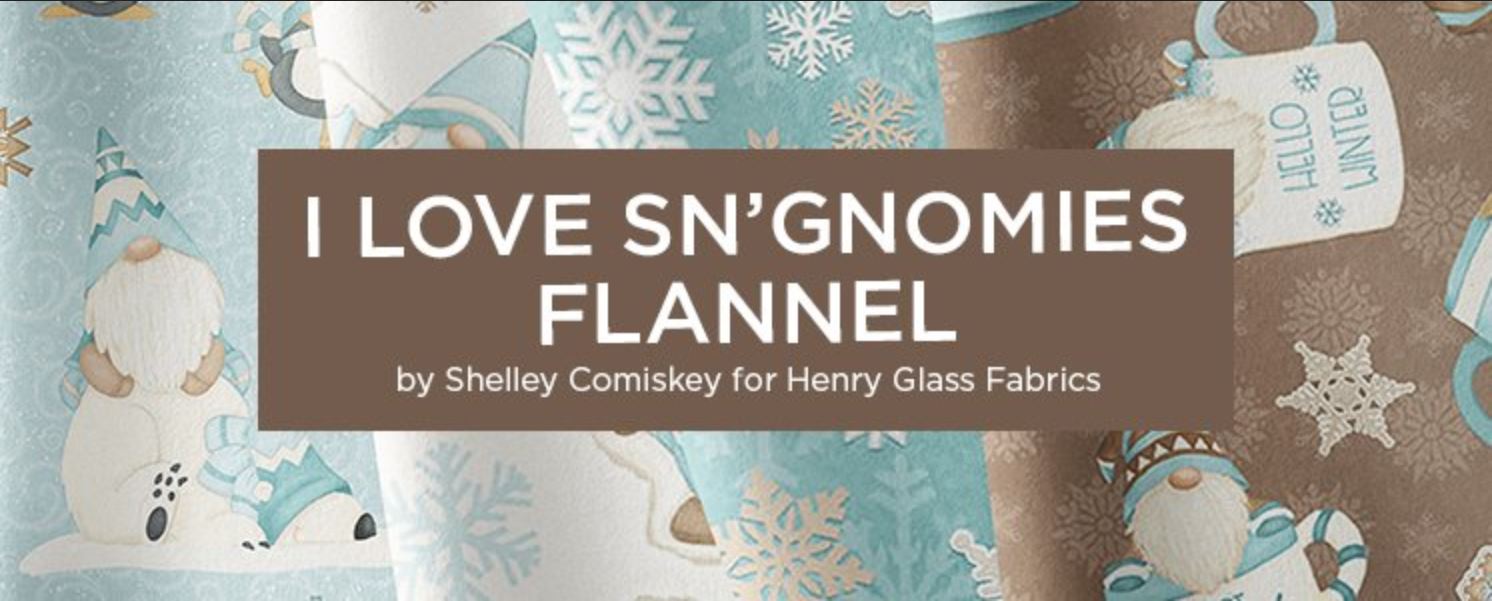 44 x 24 Flannel Gnome Panel I Love Sn’Gnomies Henry Glass Christmas 100% Cotton - Seasonal Fabrics - Little Red General Store