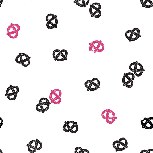 45 x 36 Falling Pretzels on White 100% Cotton Fabric All Over Print - Seasonal Fabrics - Little Red General Store