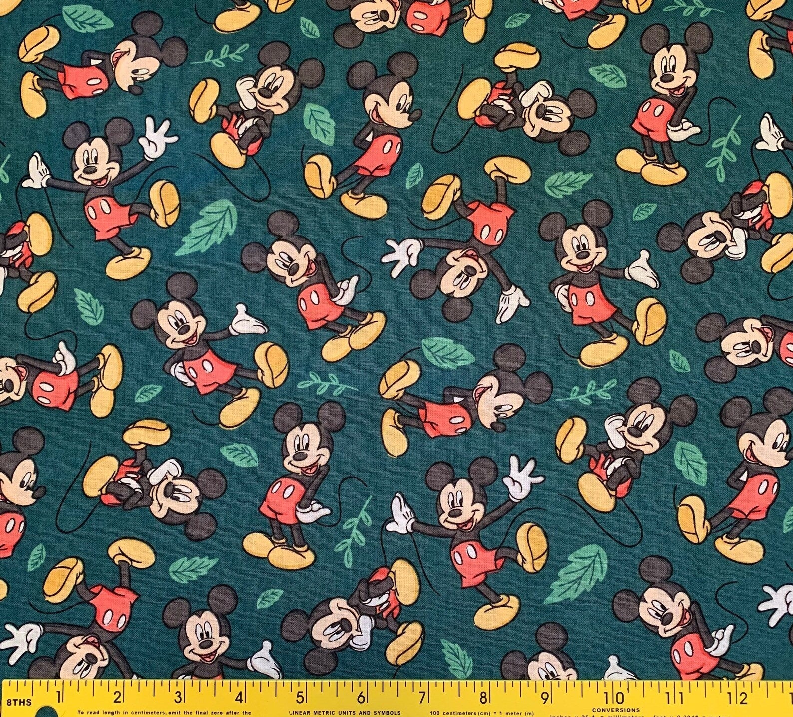 44 x 36 Licensed Mickey Disney on Green Christmas Springs Creative 100% Cotton - Seasonal Fabrics - Little Red General Store