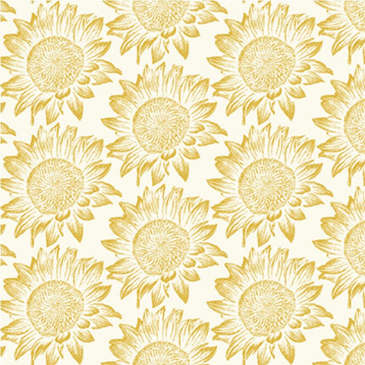 44 x 36 Simply Gold Metallic Sunflowers Studio E 100% Cotton Fabric Thanksgiving - Seasonal Fabrics - Little Red General Store