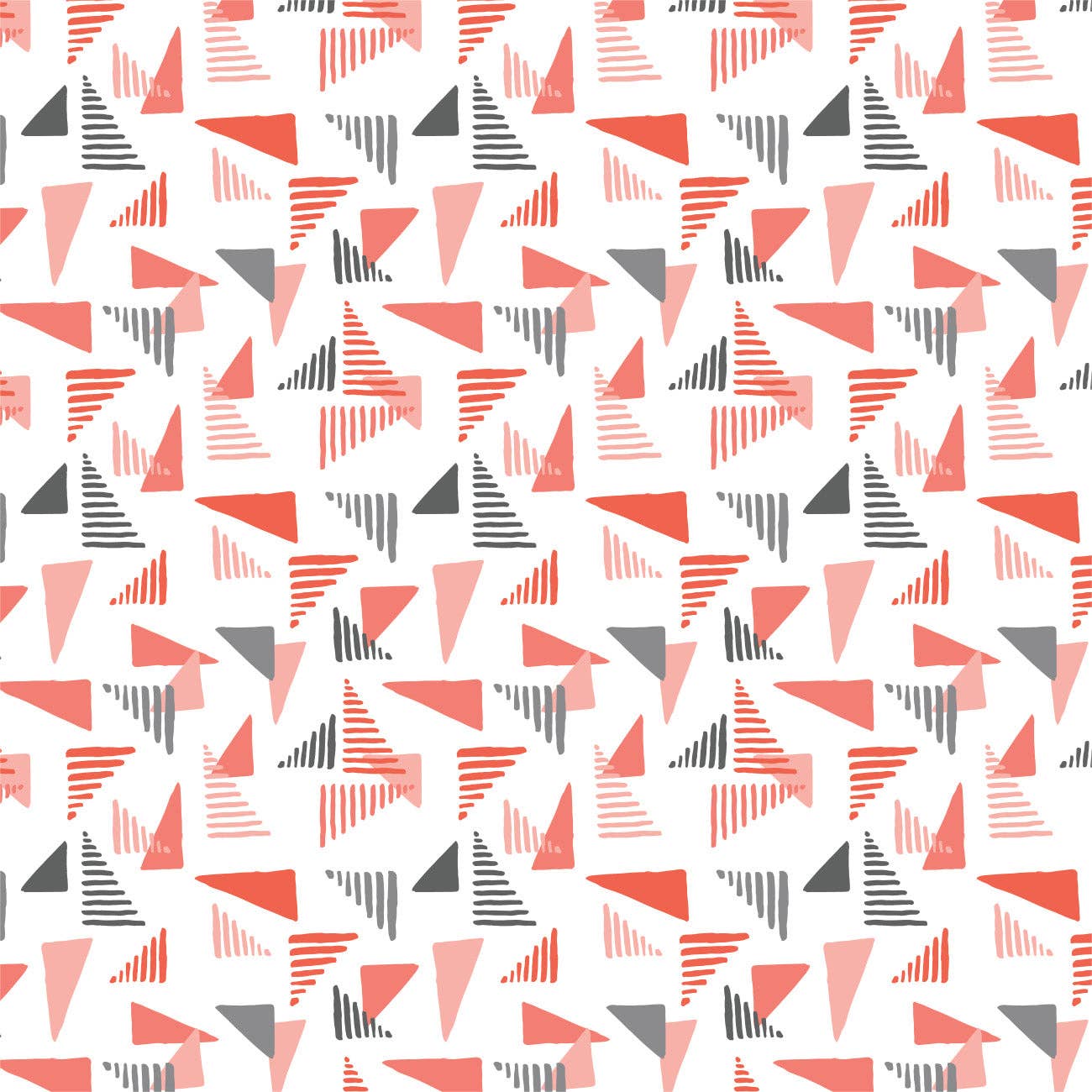 45 x 36 Orange and Gray Triangles 100% Cotton Fabric All Over Print - Seasonal Fabrics - Little Red General Store